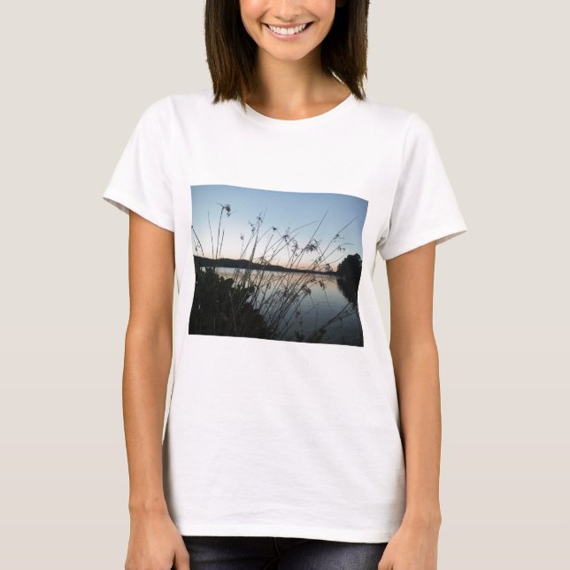 Grasses at lake Sunset T-Shirt (Front)