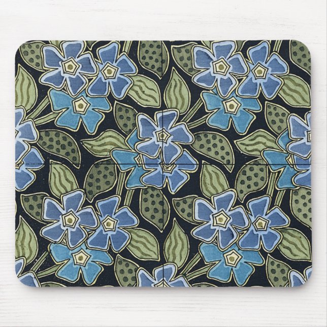 Grasset's Art Nouveau Blue Flowers - Mousepad (Front)