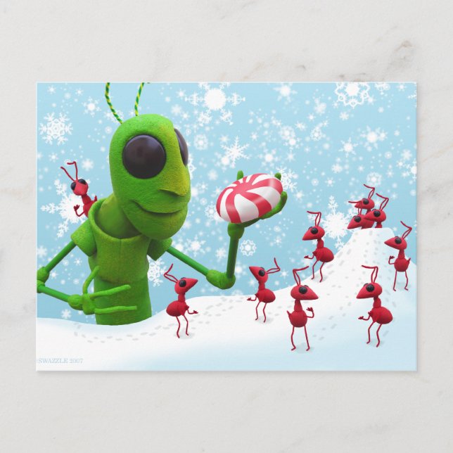 Grasshopper and the Ants Christmas Postcard (Front)