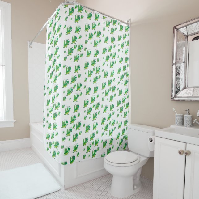 Grasshopper children's shower curtain (In Situ)