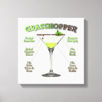 GRASSHOPPER Cocktail Recipe Art 12"x12"