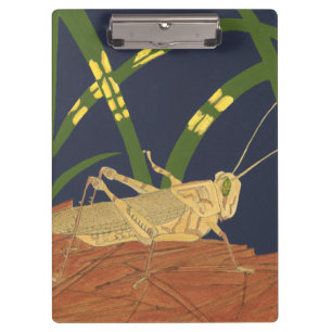 Grasshopper in Green Grass on Blue Background Clipboard