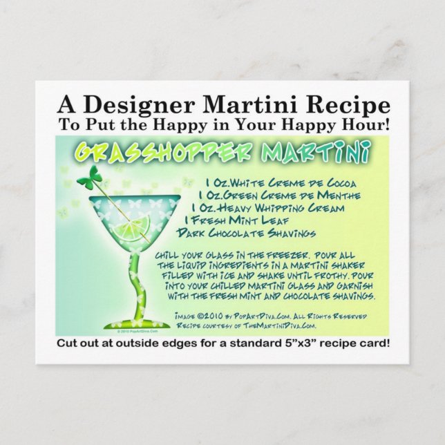 Grasshopper Martini Recipe Postcard (Front)