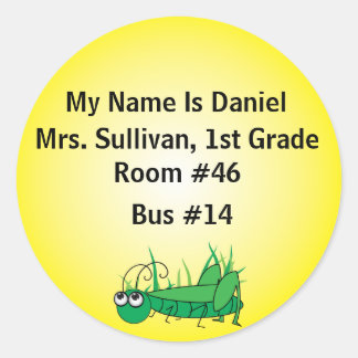 Grasshopper Nametag Classic Round Sticker