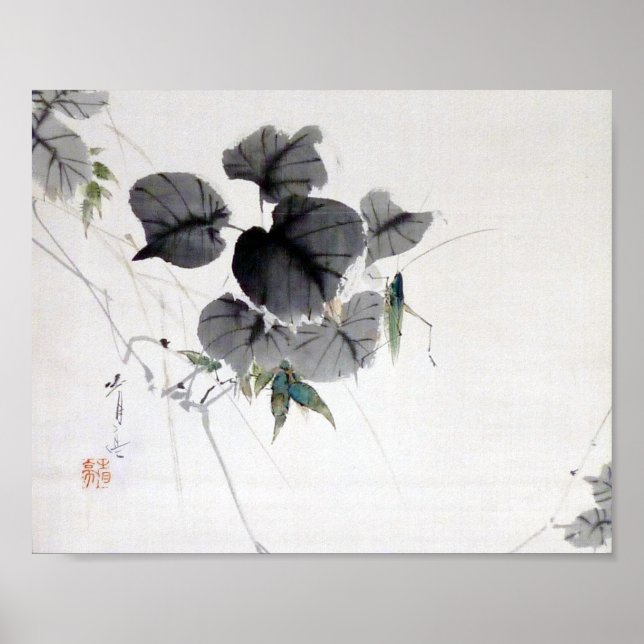 Grasshopper on the Kudzu Leaf, Watanabe Seitei Poster (Front)
