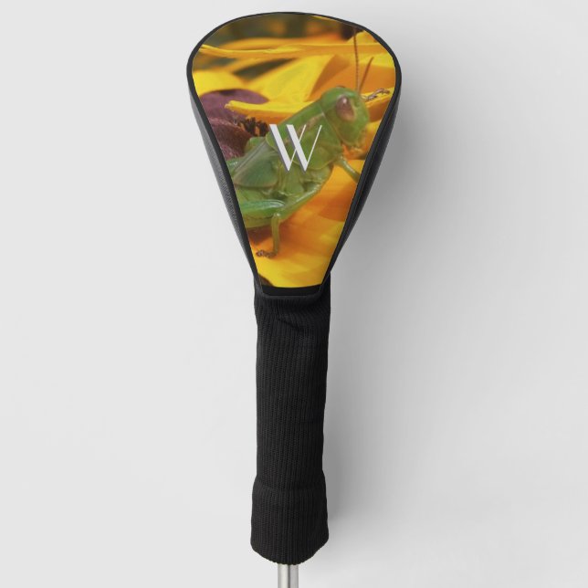 Grasshopper on Yellow Flower Petal Golf Head Cover (Front)