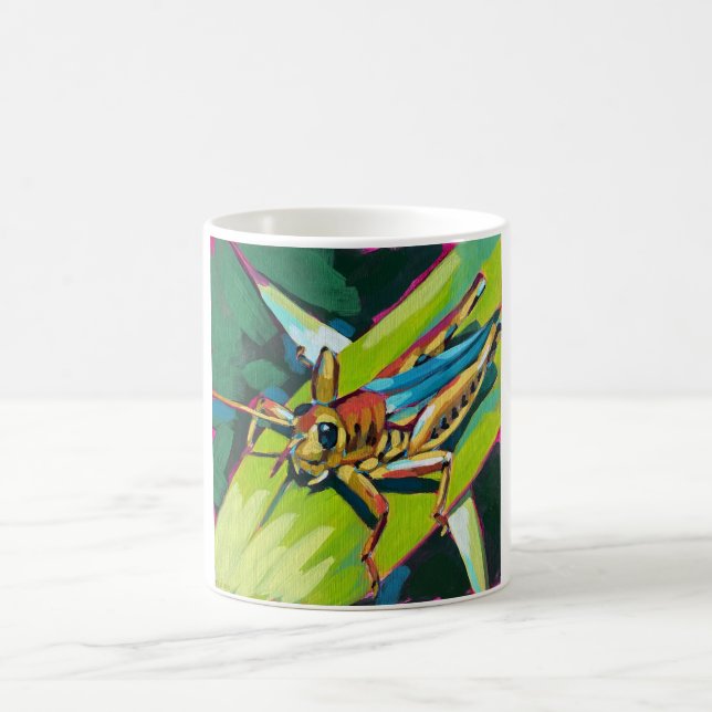 Grasshopper Painting - Gift for Insect Lovers Coffee Mug (Center)