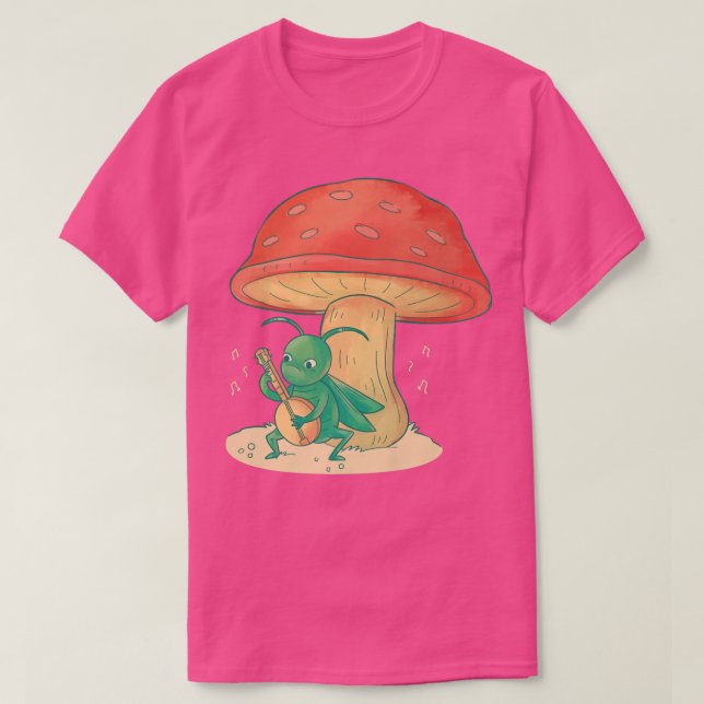 Grasshopper Playing Banjo Bug Instrument Music Fun T-Shirt (Design Front)