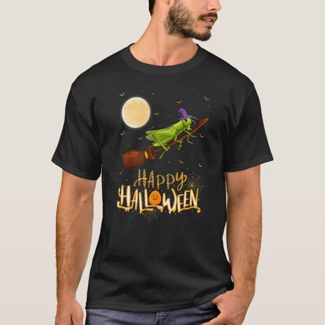 Grasshopper Ride Witch Shotgun Grasshopper Hallowe T-Shirt (Front)