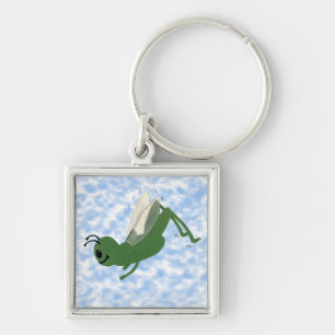 Grasshopper Whimsical Cartoon Art Key Ring