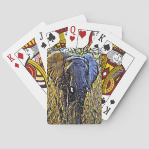 Grassland Wild Safari Animal Art African Elephant Playing Cards