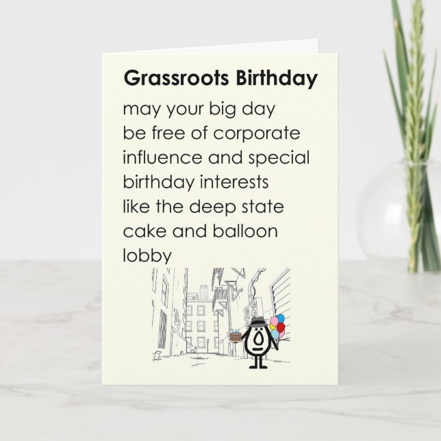 Grassroots Birthday A Funny Happy Birthday Poem Thank You Card (Front)