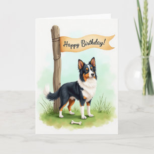 Grassy Dog Birthday Card