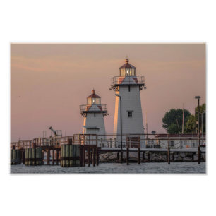 Grassy Island Lighthouse Range Green Bay, WI Photo Print