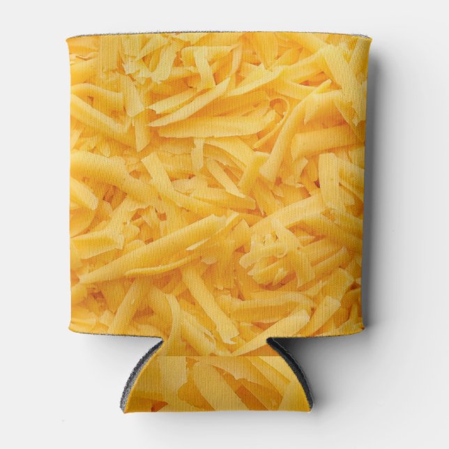 Grated Cheddar: Cheese Top View Can Cooler (Front)