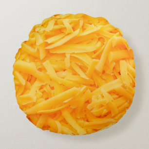 grated cheddar cheese top view round cushion