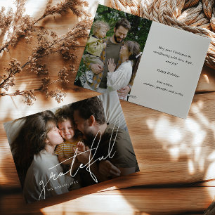 Grateful 2 Photo Collage Christmas Holiday Card