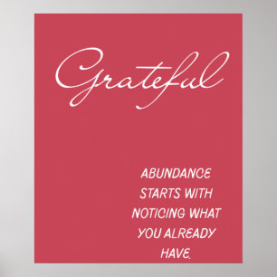 Grateful Abundance Quote Wall Print Decor