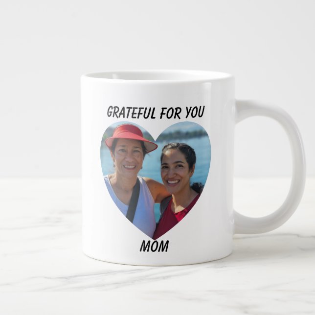 Grateful Agradecida Bilingual Mother's Day Heart Large Coffee Mug (Right)