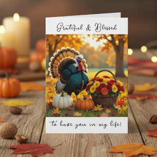 Grateful and Blessed   Happy Thanksgiving Card
