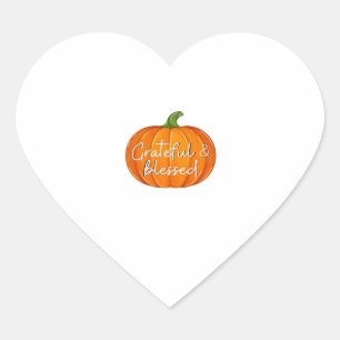 Grateful and Blessed - Pumpkin  Fall Thanksgiving  Heart Sticker