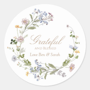 Grateful and Blessed Wildflower Round Sticker