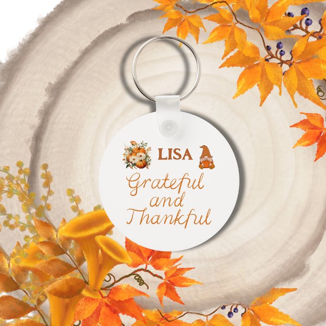 Grateful and Thankful Name Monogram | Key Ring (Creator Uploaded)