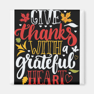 Grateful And Thankful Thanksgiving Magnet