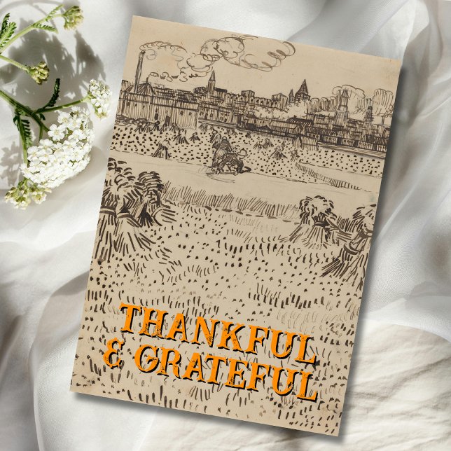 Grateful and Thankful The Harvest Vincent van Gogh Holiday Card (Creator Uploaded)
