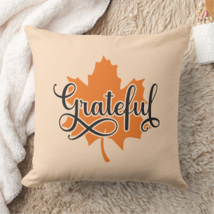 Grateful Autumn Leaf  Cushion