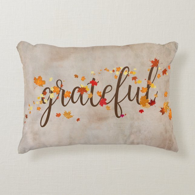 Grateful Autumn Leaves Decorative Cushion (Front)