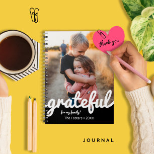 Grateful Black and White Script Custom Photo  Notebook