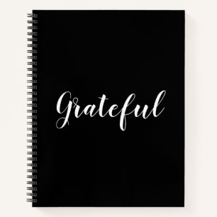 Grateful black custom script text elegant notebook