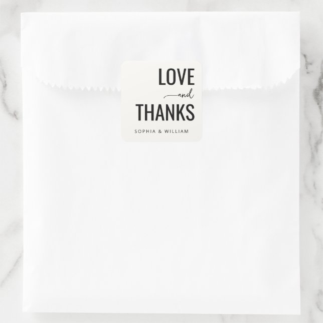 Grateful Black Typographic Square Sticker (Bag)