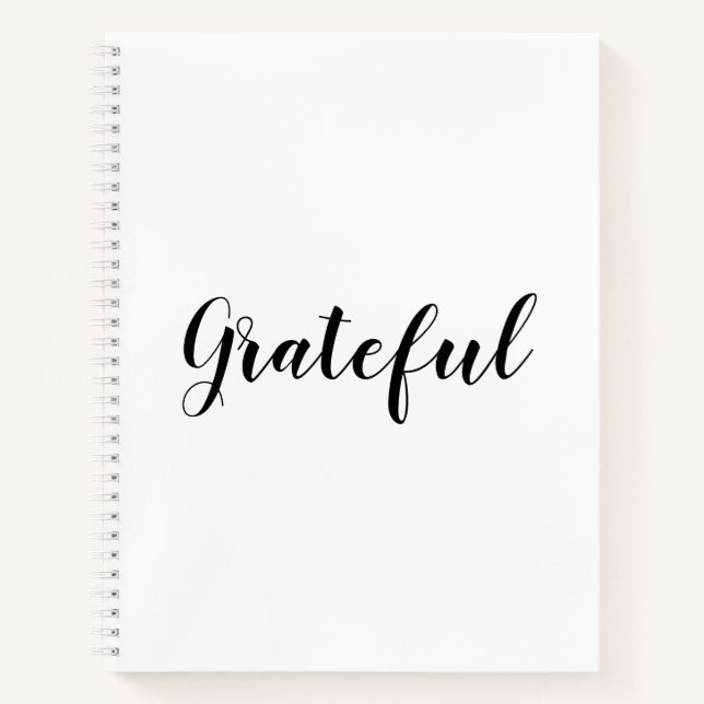 Grateful black white custom script text cute notebook (Front)