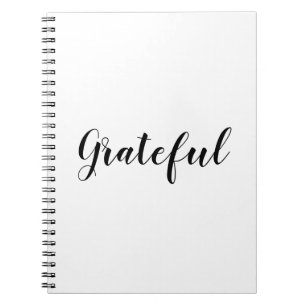Grateful black white custom script text cute  notebook