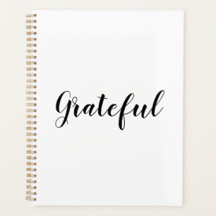 Grateful black white custom script text cute planner