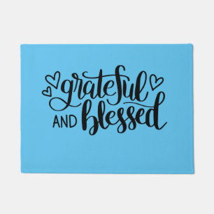 Grateful & Blessed Blue Doormat