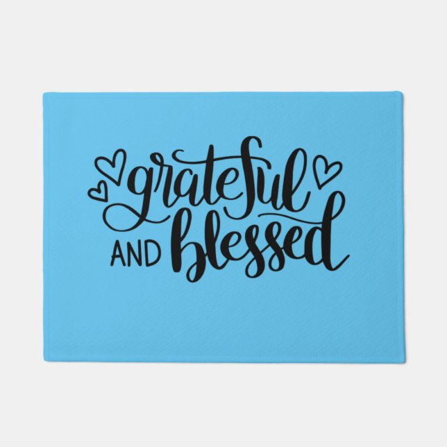 Grateful & Blessed Blue Doormat (Front)