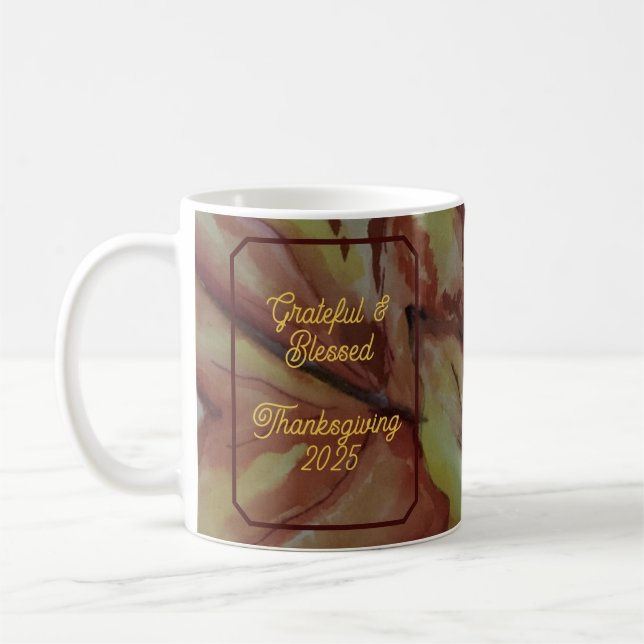 Grateful & Blessed Thanksgiving  Coffee Mug (Left)