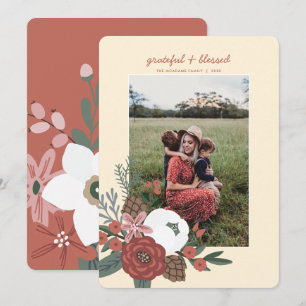 Grateful & Blessed Thanksgiving Photo Holiday Card