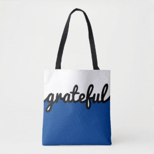 Grateful Blue Black White Colour Block Tote Bag