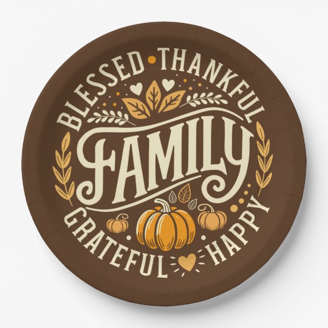 Grateful Circle – Autumn Icons Paper Plate (Front)