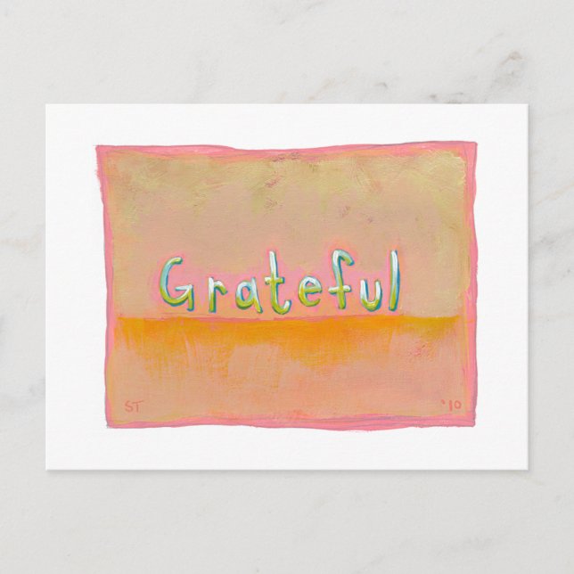 Grateful - colourful art of gratitude appreciation postcard (Front)