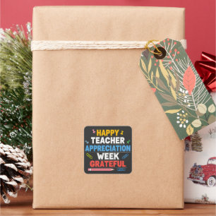 Grateful Colourful School Design Square Sticker