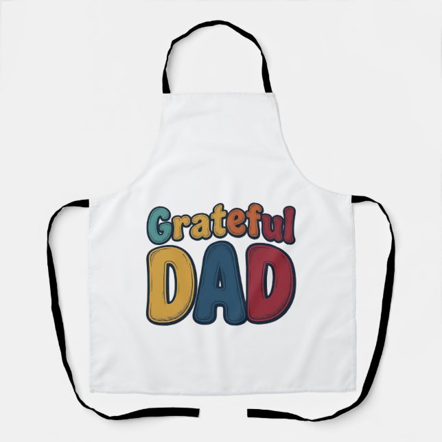 Grateful Dad Retro Bubble Letter Shirt Design_1 Apron (Front)