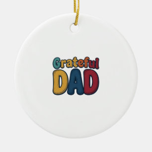Grateful Dad Retro Bubble Letter Shirt Design_1 Ceramic Tree Decoration