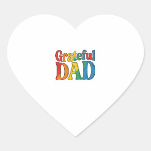 Grateful Dad Vintage Rainbow Typography Shirt_1 Heart Sticker