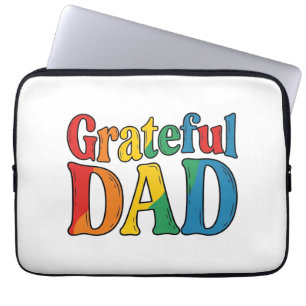 Grateful Dad Vintage Rainbow Typography Shirt_1 Laptop Sleeve