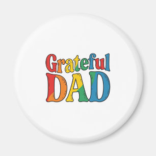 Grateful Dad Vintage Rainbow Typography Shirt_1 Magnet